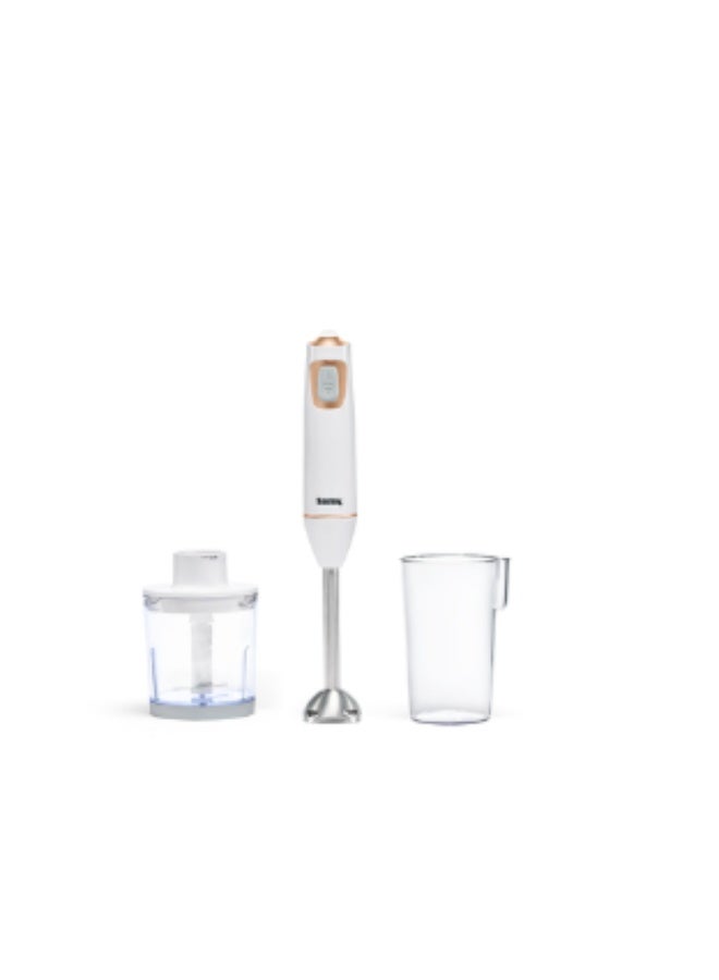 Tank Hand Blender With Chopper, 600ml, 600 Watt, White Rose Gold - CM-6003-1 - Image 1